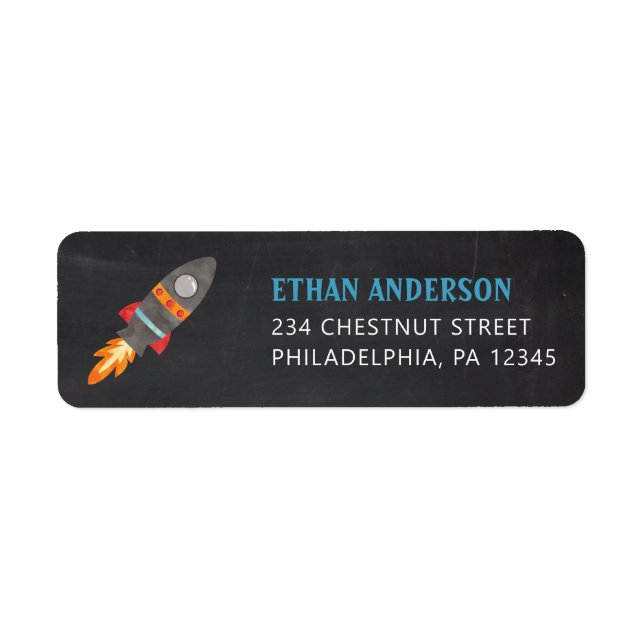 Rocket Outer Space Return Address Labels (Front)
