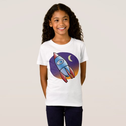 Rocket Outer Space Travel  Girls T_Shirt