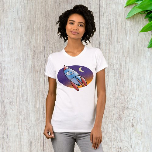 Rocket Outer Space Travel Womens T_Shirt