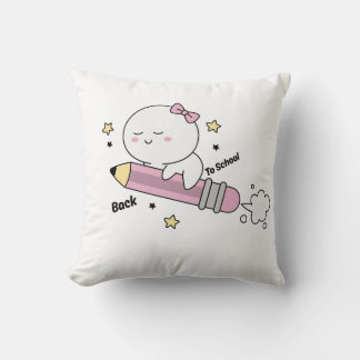 Rocket Pencil Back to School Throw Pillow - Cute S