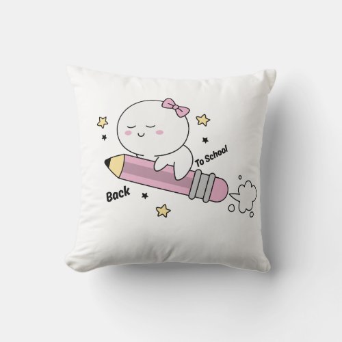 Rocket Pencil Back to School Throw Pillow - Cute S