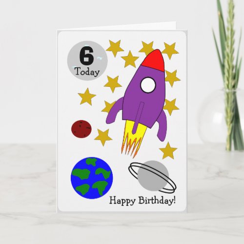 Rocket Personalised 6th Birthday Card