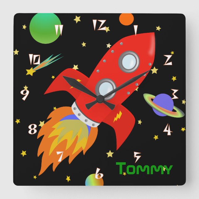 Rocket Personalized Wall Clock (Front)