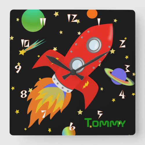 Rocket Personalized Wall Clock