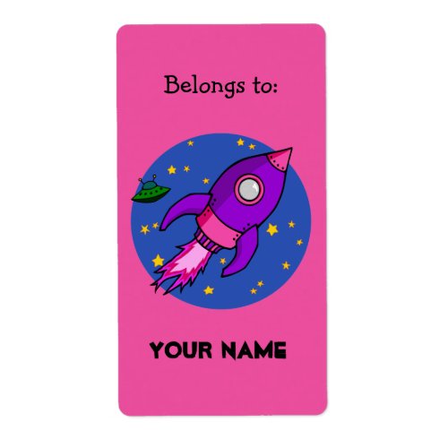 Rocket pink purple Bookplate Label