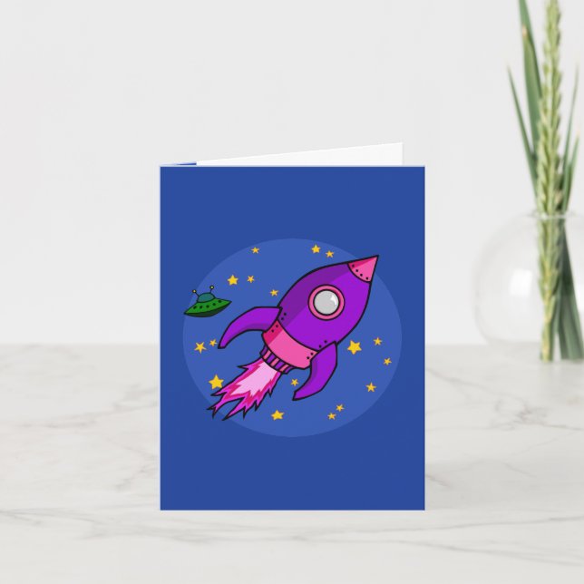 Rocket pink purple Note Card (Front)