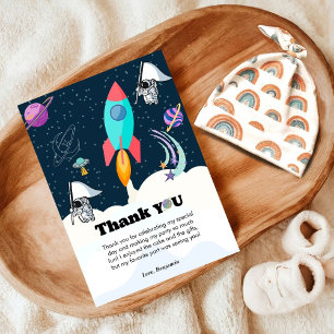 Rocket planet galaxy & outer space thank you card