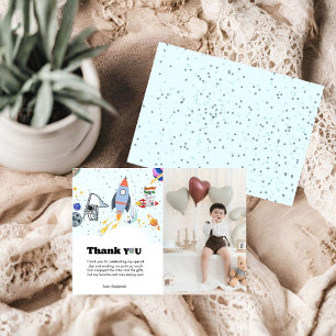 Rocket planets galaxy & outer space thank you card