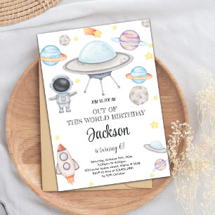 Rocket & Planets Galaxy Theme for Kids Invitation