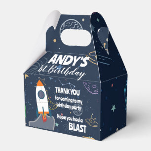 Rocket & Planets Outer Space Birthday Party Favor Boxes