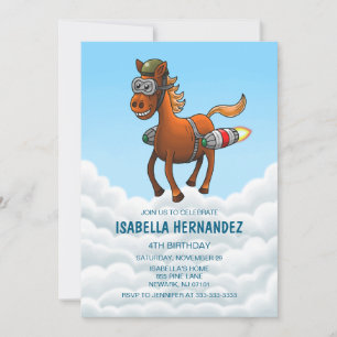Rocket Pony Birthday Invitation