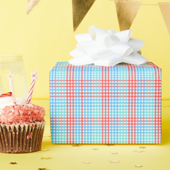 Rocket Pop Plaid - Extra Small Wrapping Paper (Birthday Party)