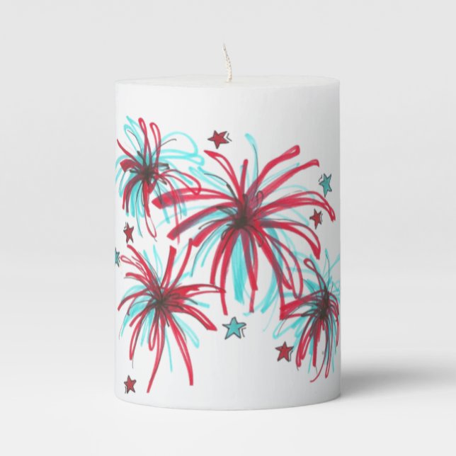 Rocket Pop Popsicle Fireworks July 4th Centerpiece Pillar Candle (Front)