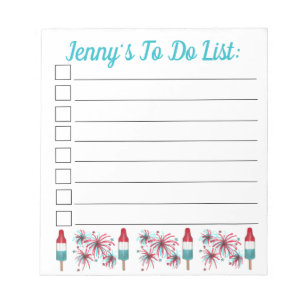 Rocket Pop Popsicle Fireworks July 4th To Do List Notepad
