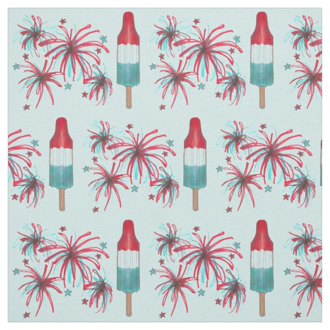 Rocket Pop Popsicle Fireworks July Fourth 4th USA Fabric (Swatch)