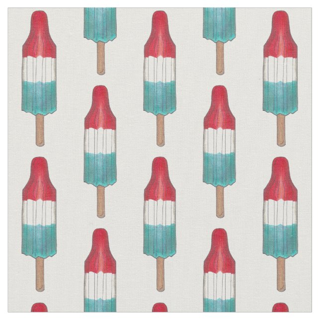 Rocket Pop Popsicle July 4th Patriotic Red Blue Fabric (Close Up)