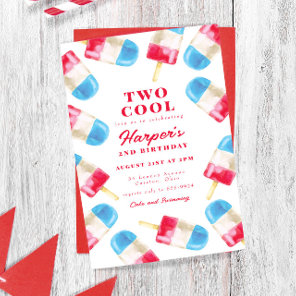 Rocket Pop Summer Popsicle Two Cool 2nd Birthday Invitation