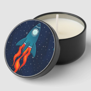 Rocket Postcard Favor Tags Mini Candle Favors