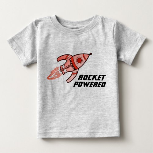 Rocket powered space toddler yellow red t_shirt