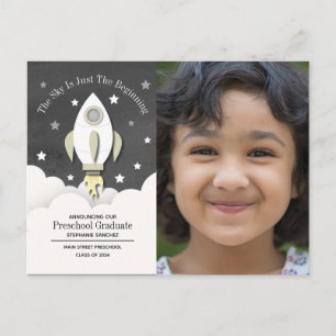 Rocket Preschool Graduation Photo Invitation Postc Postcard