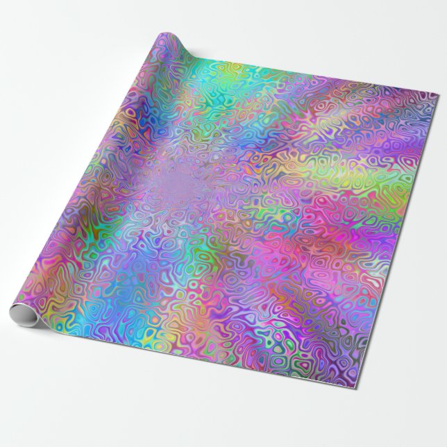 Rocket Rainbow Wrapping Paper (Unrolled)