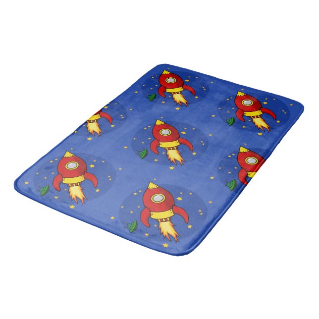 Rocket red pattern Large Bath Mat (Angled)