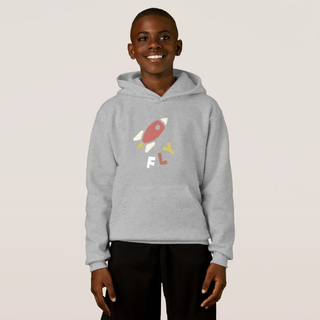 Rocket - Red & Yellow Abstract Pop Art. FLY! Hoodie (Front Full)