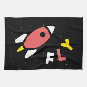 Rocket - Red & Yellow Abstract Pop Art. FLY! Kitchen Towel