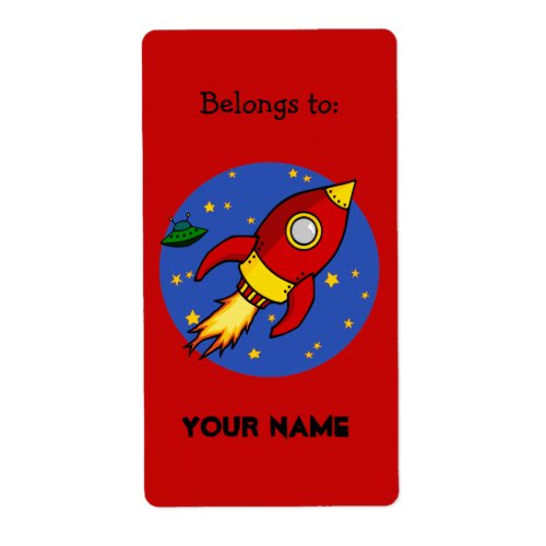 Rocket red yellow Bookplate Label
