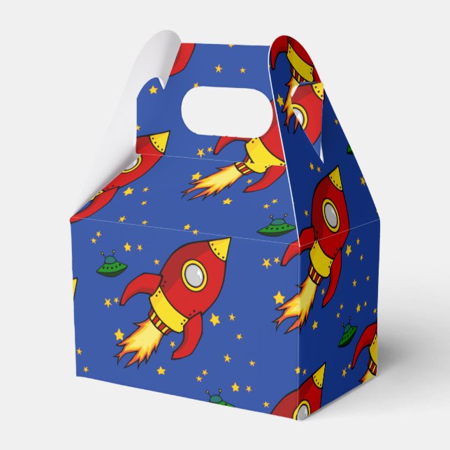 Rocket red yellow Gable Favor Box (Front Side)