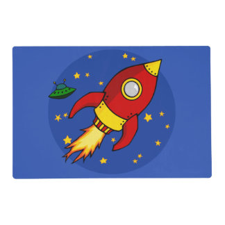 Rocket red yellow Laminated Placemats
