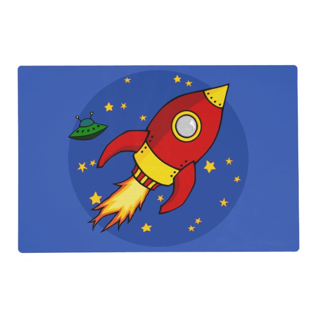 Rocket red yellow Laminated Placemats (Front)