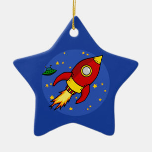 Rocket red yellow Ornament