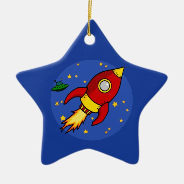 Rocket red yellow Ornament (Front)