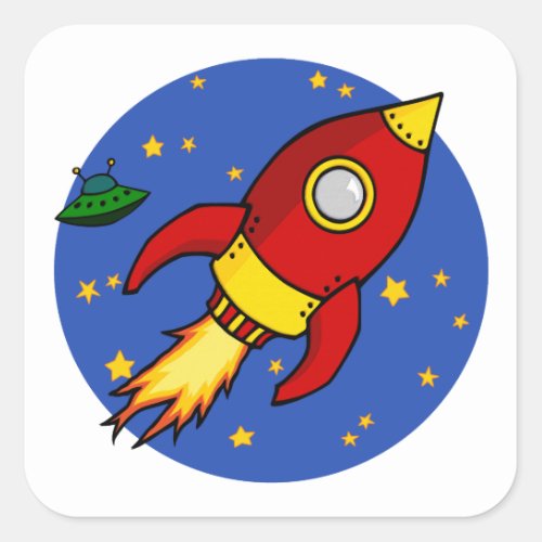 Rocket red yellow Square Sticker