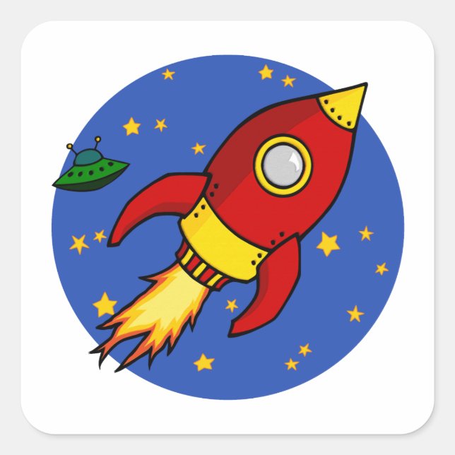 Rocket red yellow Square Sticker (Front)