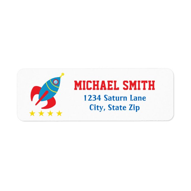 Rocket Return Address Label Outer Space (Front)