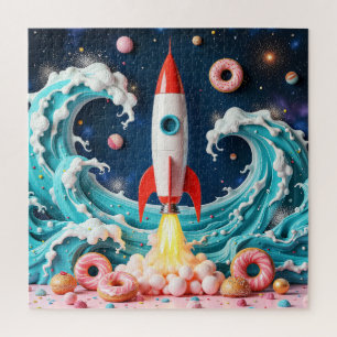Rocket Ride Through Donuts and Planets Jigsaw Puzzle