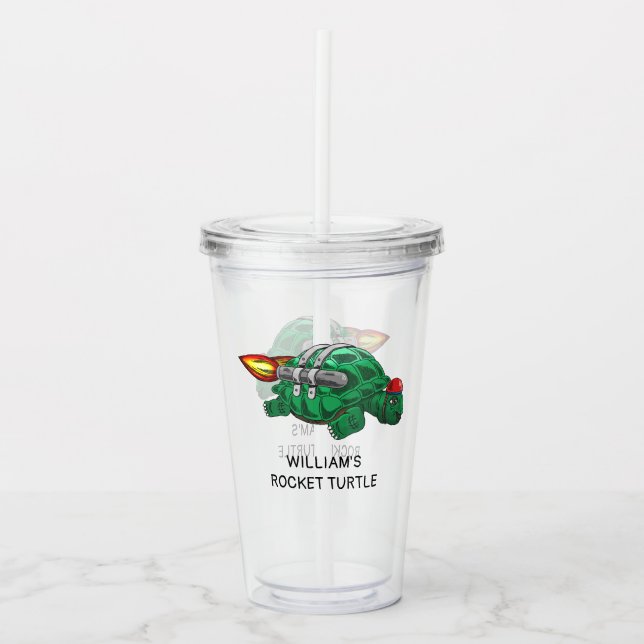 Rocket ride with the Turtle Acrylic Tumbler (Front)