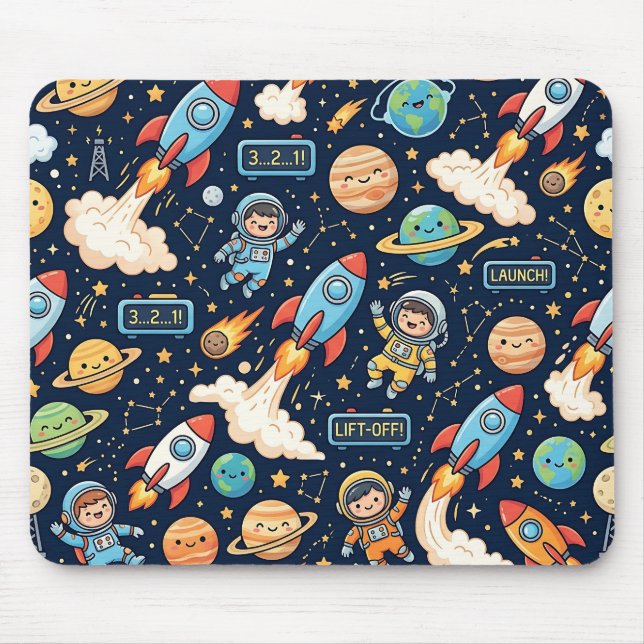 Rocket Rocket Mousepad – Space Rocket Pattern (Front)