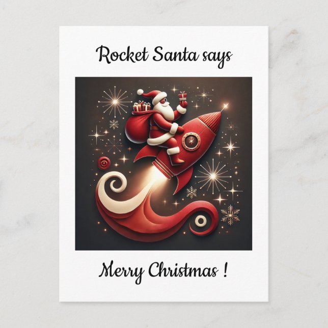 Rocket Santa Christmas card (Front)