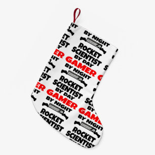 Rocket Scientist by Day Gamer by Night Small Christmas Stocking