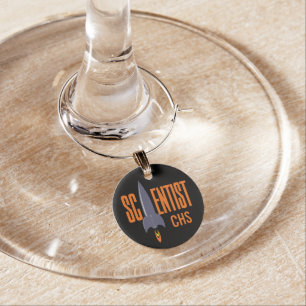Rocket Scientist custom monogram wine charm