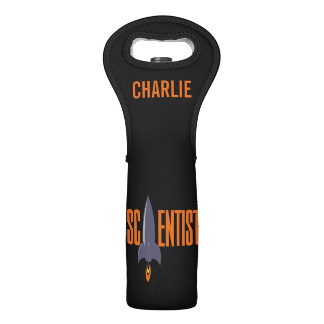 Rocket Scientist custom name wine tote (Front)