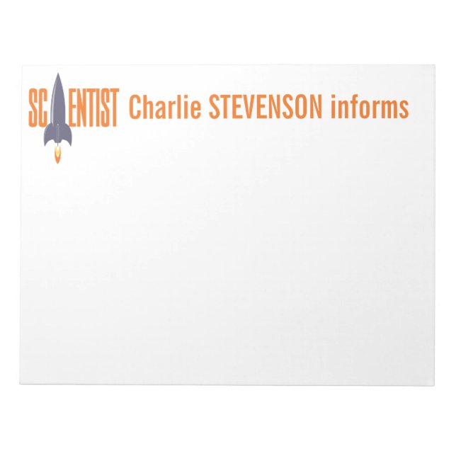 Rocket Scientist custom notepads (Front)