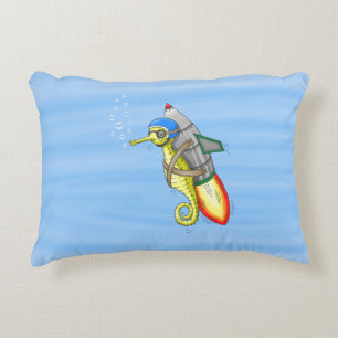 Rocket Seahorse Accent Pillow