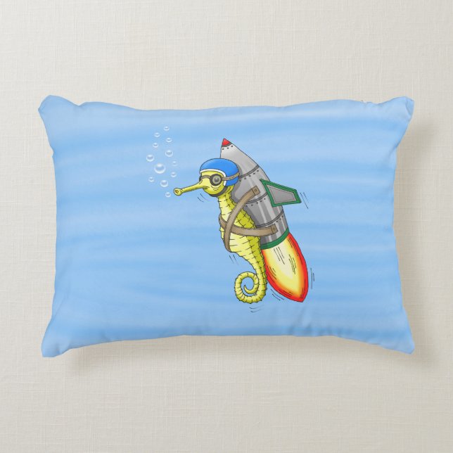 Rocket Seahorse Accent Pillow (Front)