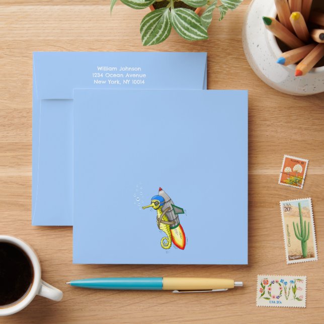Rocket Seahorse Envelope (Desk)