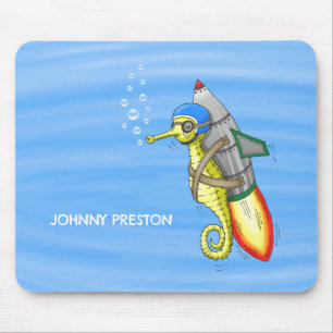 Rocket Seahorse Mouse Pad