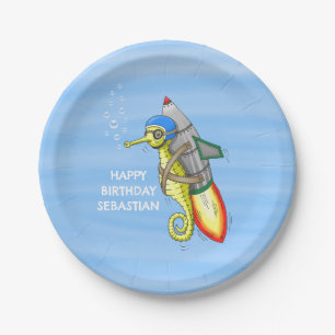 Rocket Seahorse Paper Plates